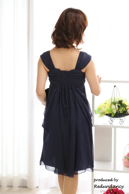 ネイビーのツイストリボンシフォンドレスコーディネートセット