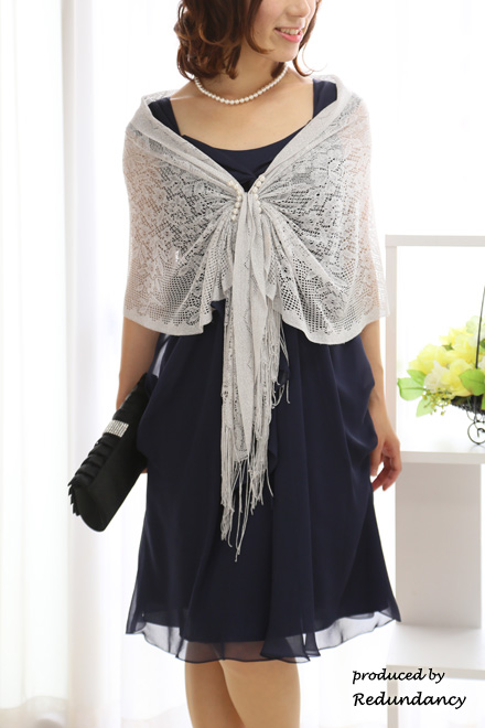 ネイビーのツイストリボンシフォンドレスコーディネートセット