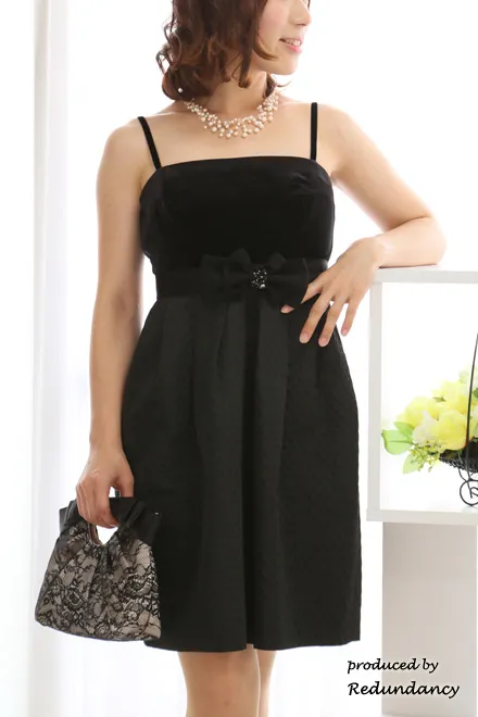 ブラックのドット柄バルーンドレスコーディネートセット