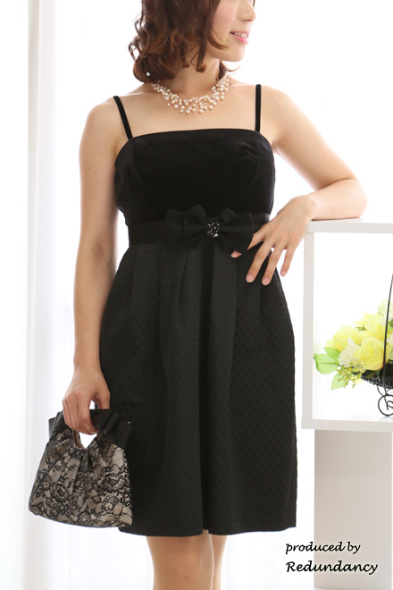 ブラックのドット柄バルーンドレスコーディネートセット