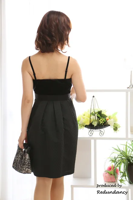 ブラックのドット柄バルーンドレスコーディネートセット