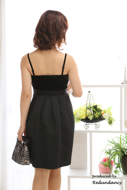 ブラックのドット柄バルーンドレスコーディネートセット