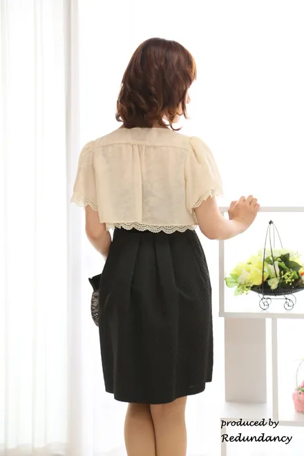 ブラックのドット柄バルーンドレスコーディネートセット