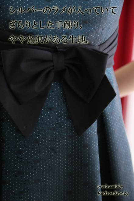 グリーンのドット柄ウエストリボンドレスコーディネートセット