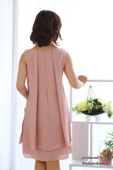 ピンクのウエストリボン付きドレスコーディネートセット