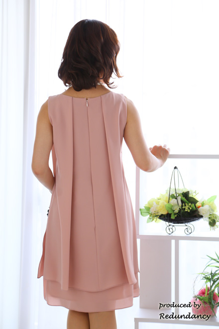 ピンクのウエストリボン付きドレスコーディネートセット