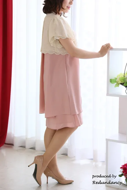 ピンクのウエストリボン付きドレスコーディネートセット