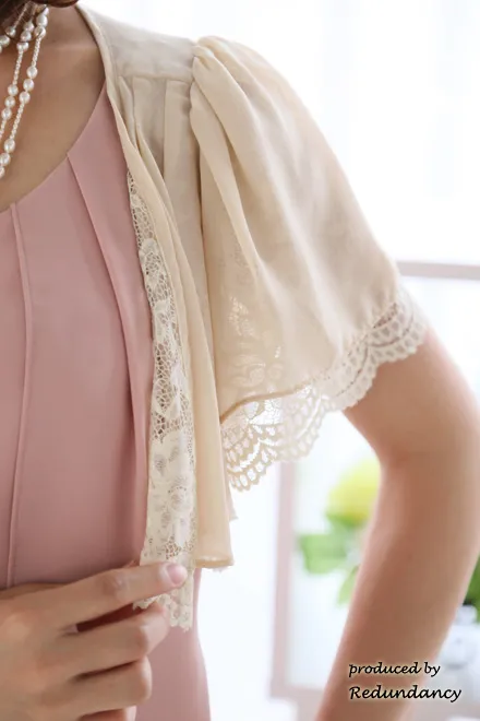 ピンクのウエストリボン付きドレスコーディネートセット