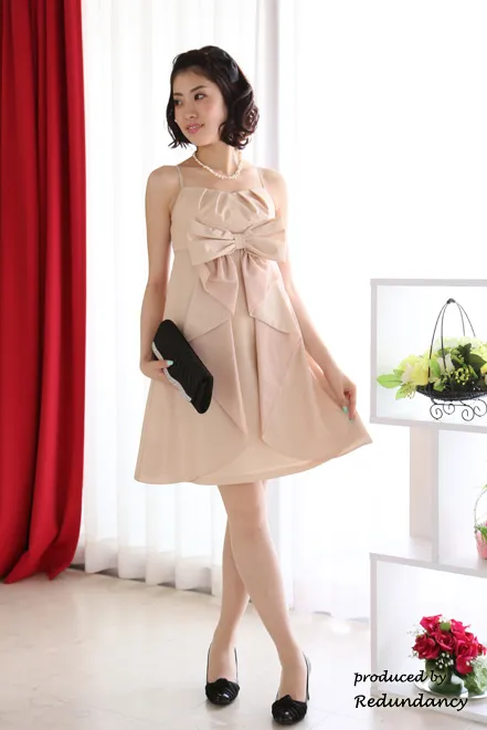 ベージュのリボンデコレートドレスコーディネートセット