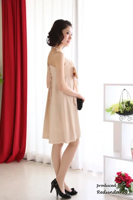 ベージュのリボンデコレートドレスコーディネートセット