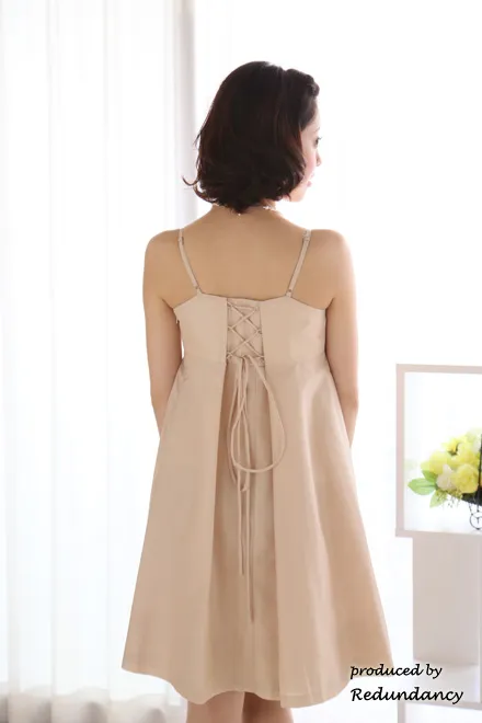 ベージュのリボンデコレートドレスコーディネートセット