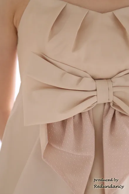 ベージュのリボンデコレートドレスコーディネートセット