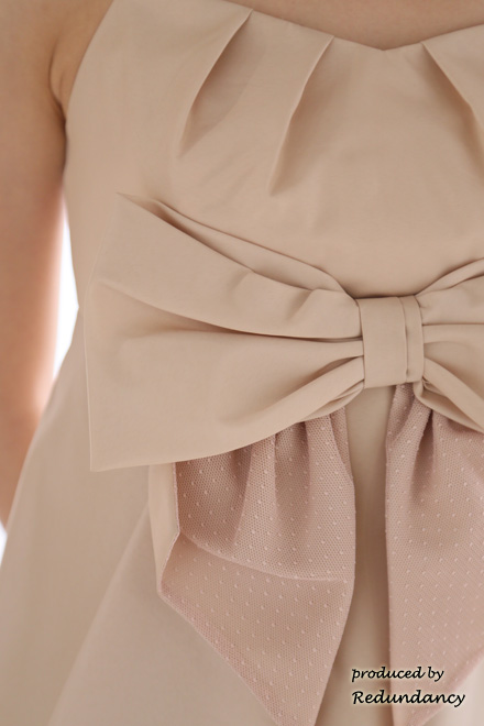 ベージュのリボンデコレートドレスコーディネートセット