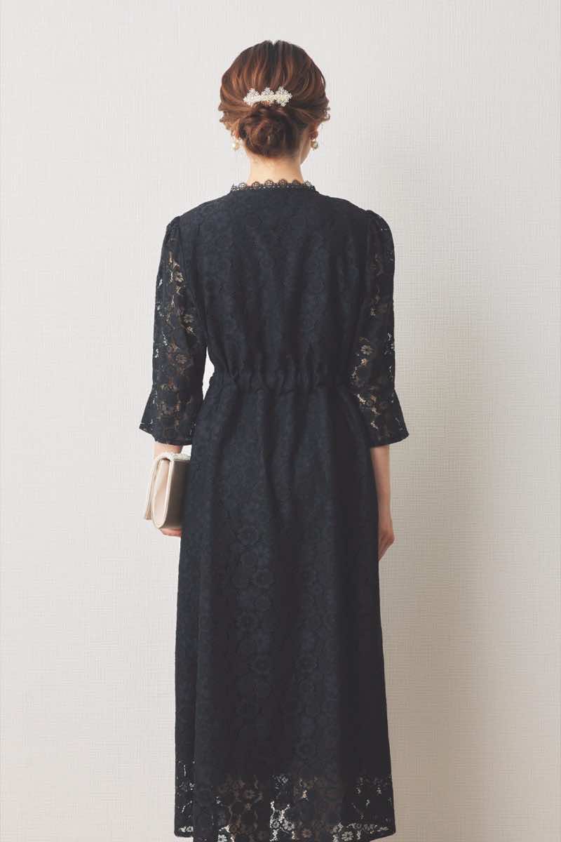 ブラックの前開き総レースマタニティドレス[L,マタニティ] Select Shop