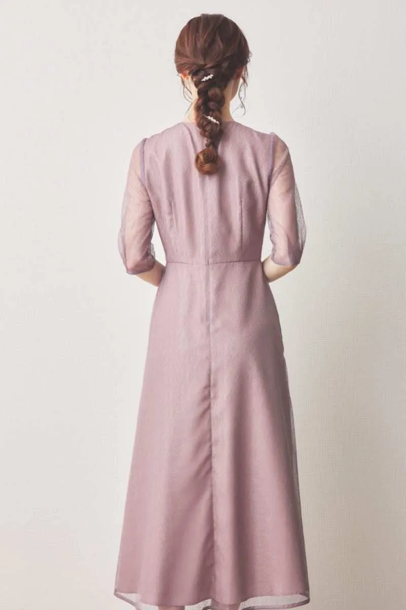 ラベンダーのメロンチュールシアードレス