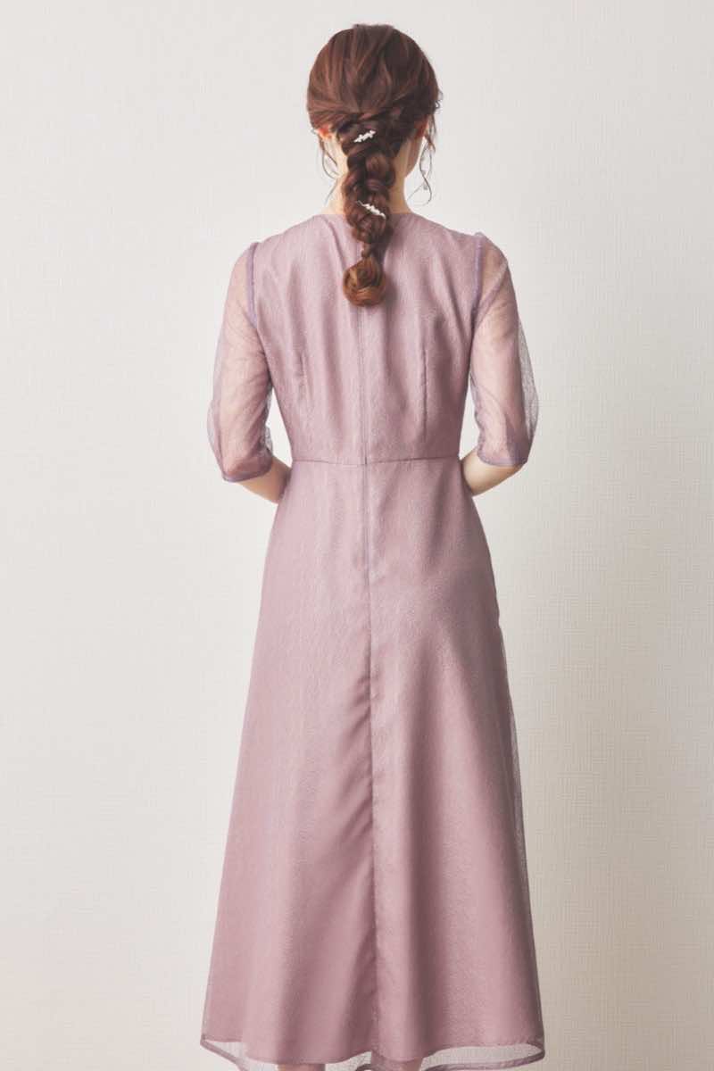 ラベンダーのメロンチュールシアードレス