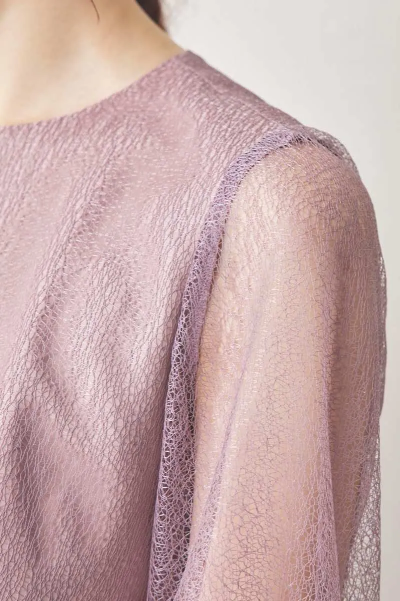 ラベンダーのメロンチュールシアードレス