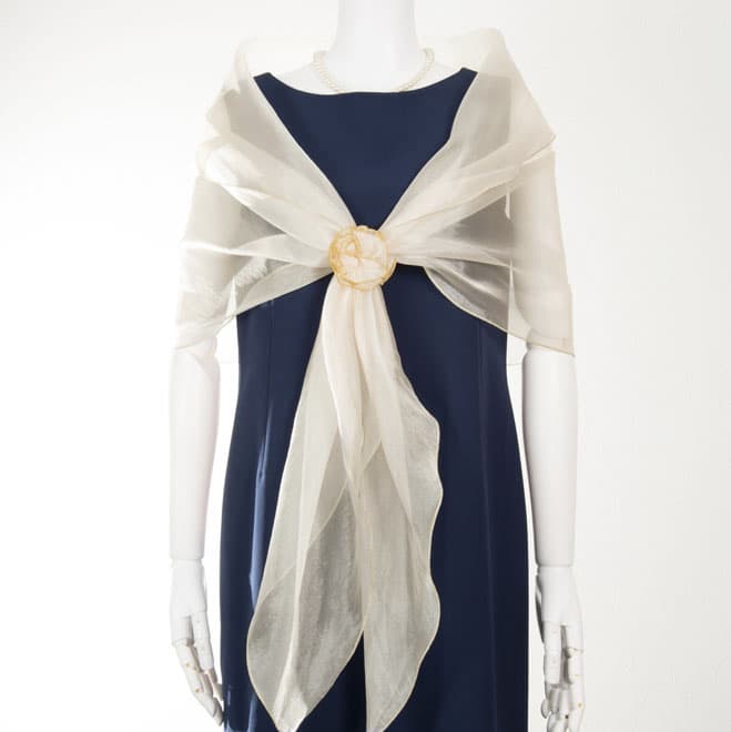 ベージュオーガンジーストール(コサージュ付)