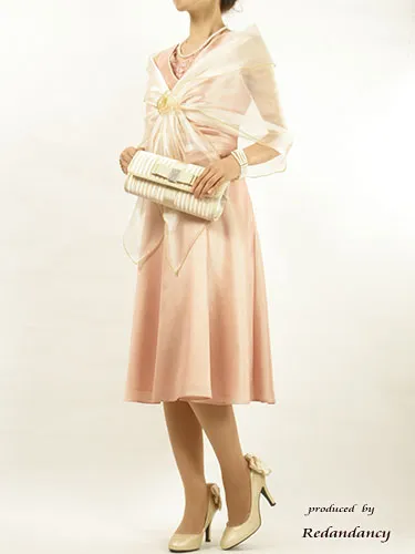 ベージュオーガンジーストール(コサージュ付)