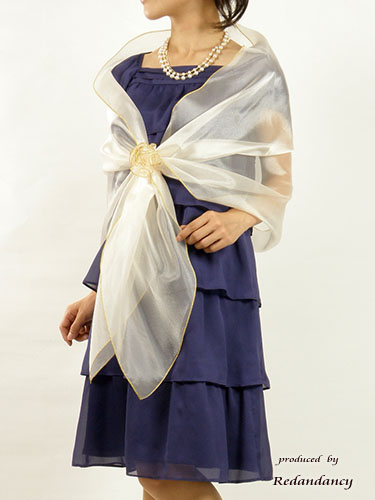 ベージュオーガンジーストール(コサージュ付)