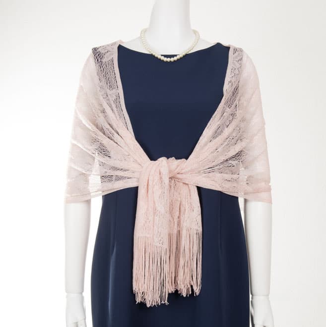 ピンクレースのラメ入りストール