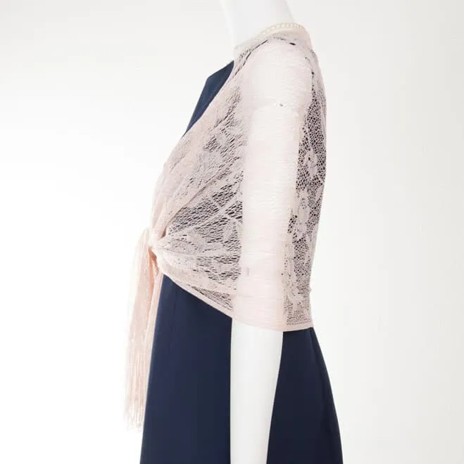 ピンクレースのラメ入りストール