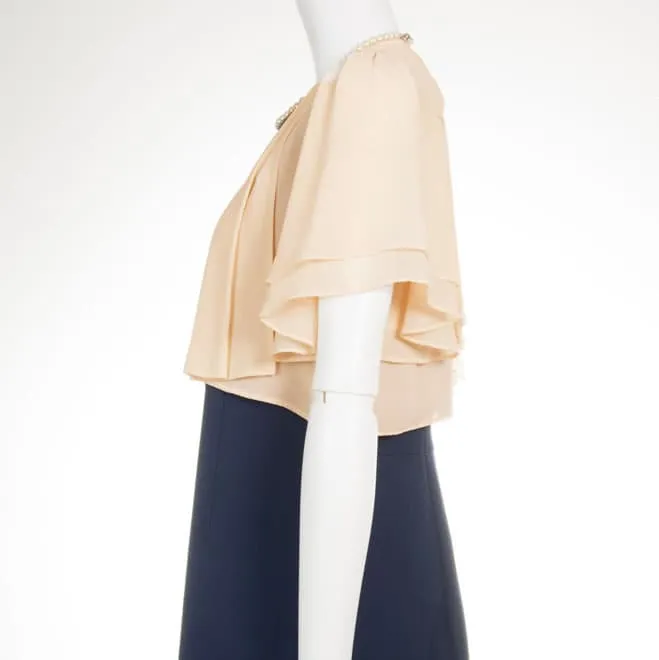 ベージュの後ろリボン半袖ボレロ