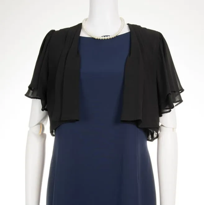 ブラックの後ろリボン半袖ボレロ