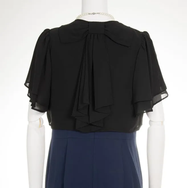 ブラックの後ろリボン半袖ボレロ