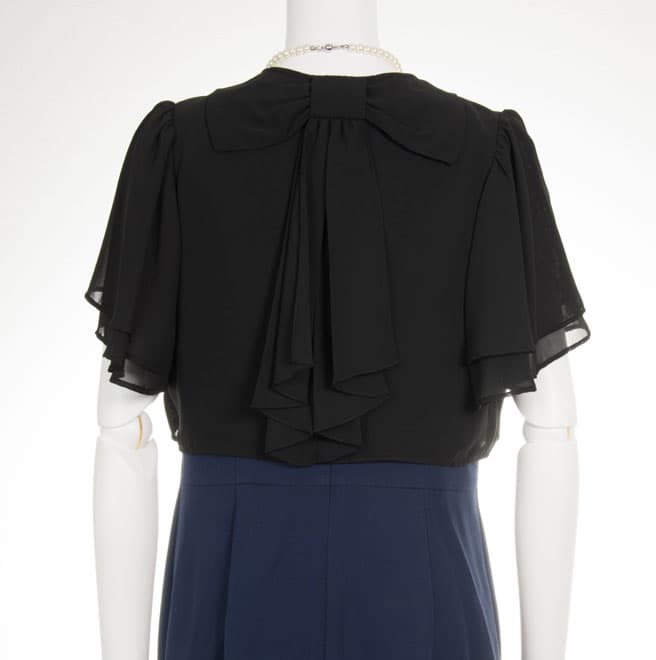 ブラックの後ろリボン半袖ボレロ