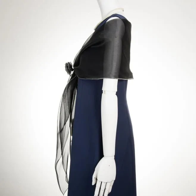 ブラックオーガンジーのストール(コサージュ付)