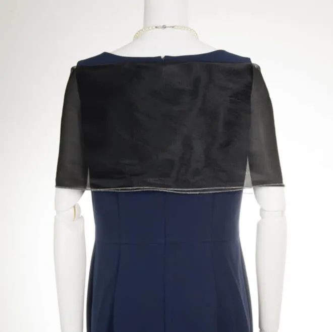 ブラックオーガンジーのストール(コサージュ付)