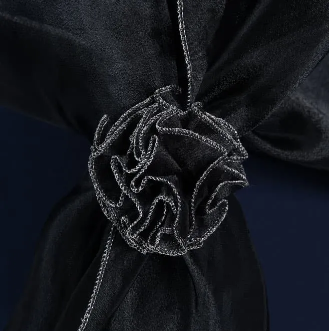 ブラックオーガンジーのストール(コサージュ付)