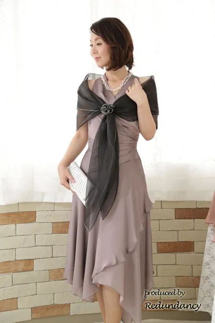 ブラックオーガンジーのストール(コサージュ付)