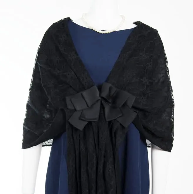 ブラックのレースストール(リボン付)