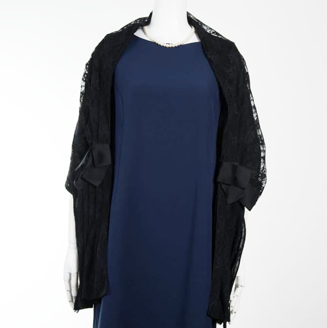 ブラックのレースストール(リボン付)