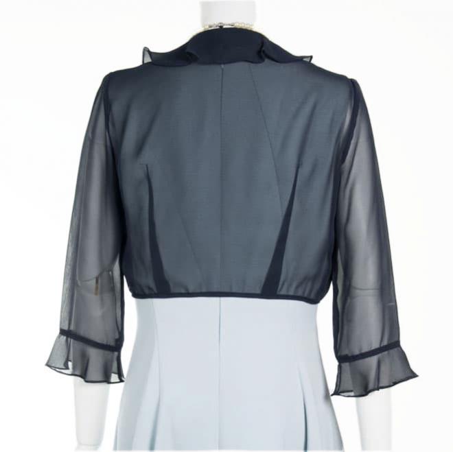 ネイビーのアシンメトリ-襟フリルボレロ