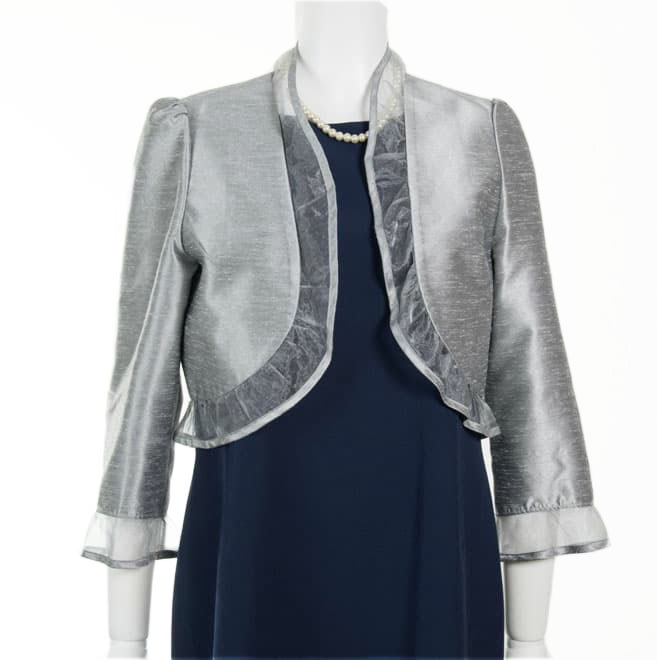 シルバーシャンタンの七分袖ボレロ