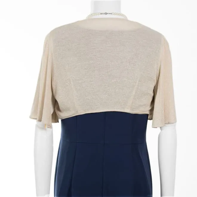 ゴールドのラメ入り五分袖ボレロ