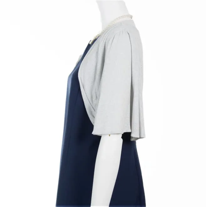 シルバーのラメ入り五分袖ボレロ