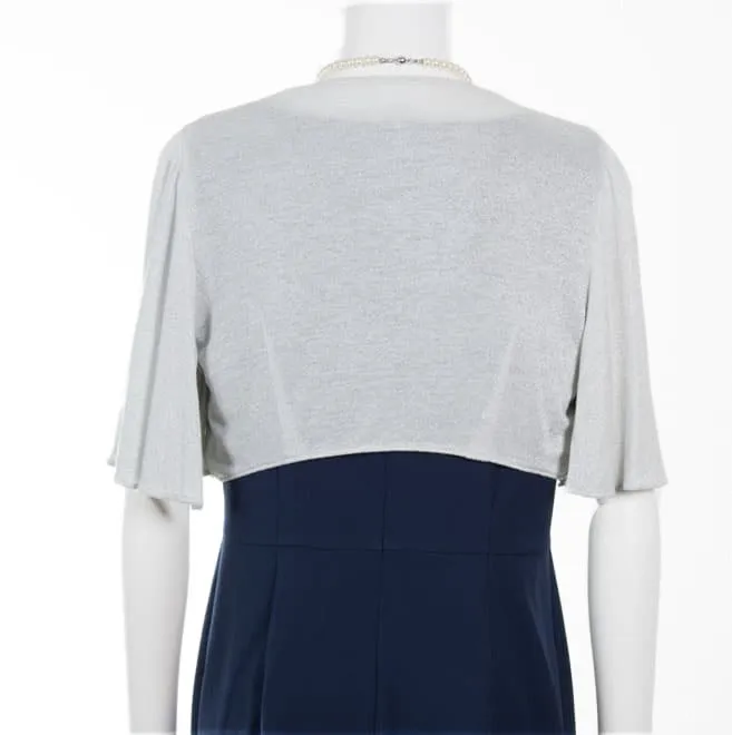 シルバーのラメ入り五分袖ボレロ