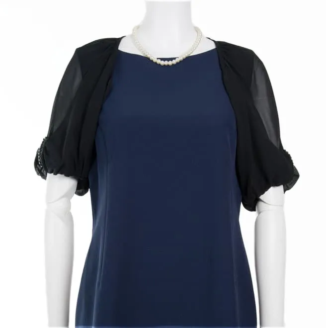 ブラックの袖ラインストーンボレロ