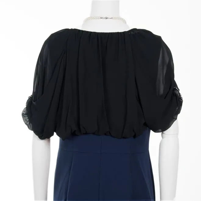 ブラックの袖ラインストーンボレロ