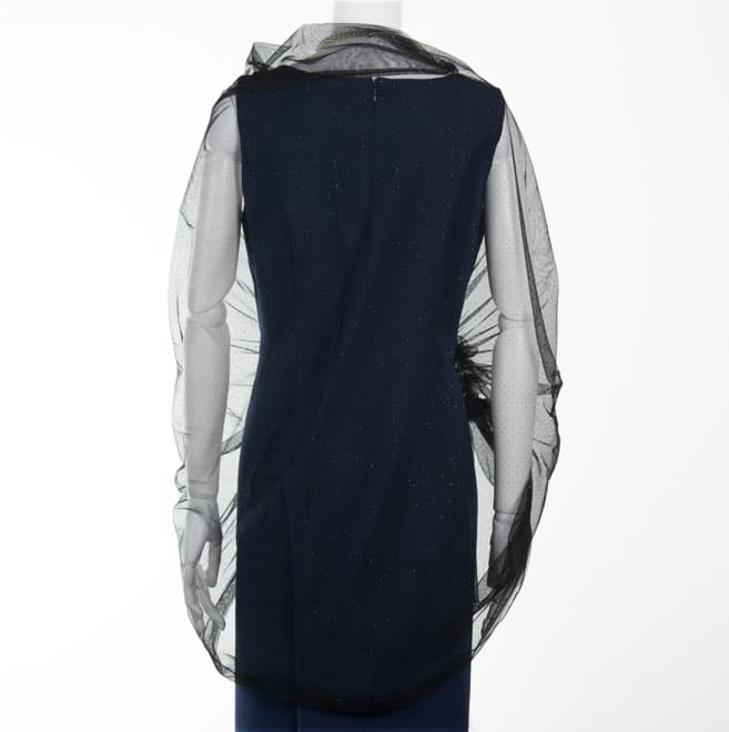 ブラックの花付きラメ入りストール