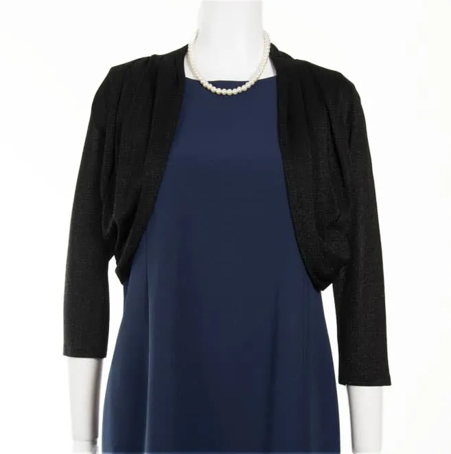 ブラックのラメ入り7分袖ボレロ