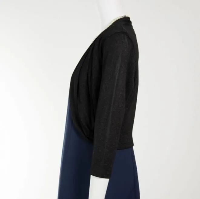 ブラックのラメ入り7分袖ボレロ
