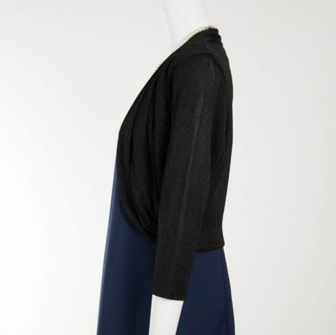 ブラックのラメ入り7分袖ボレロ