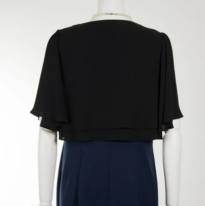 ブラックのシンプル五分袖ボレロ