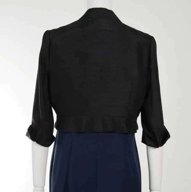 ブラックの裾フリル七分袖ボレロ