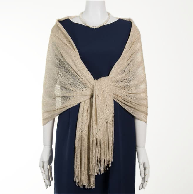 ゴールドのラメレースストール